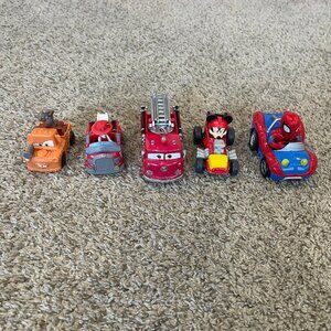Tow Mater Marshall Red Mickey Mouse Spiderman Set of 5 Random Car Toys